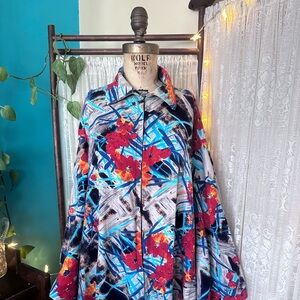 Vintage 1960s Hawaiian Print Tiki Floral Muumuu Kaftan